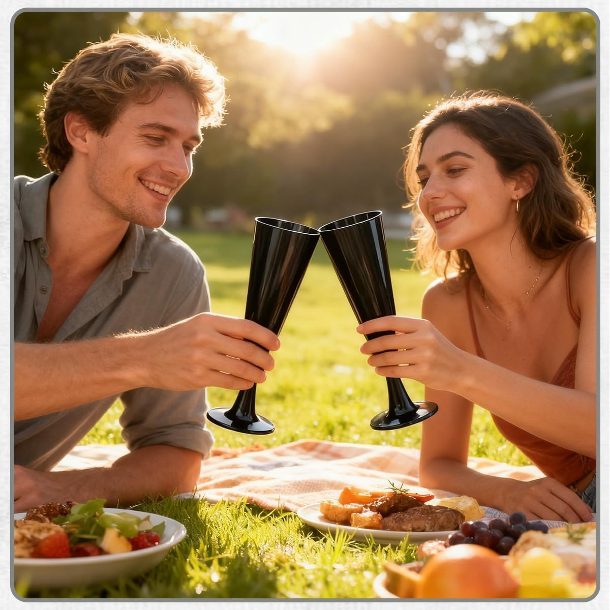 80 Pack Black Champagne Flutes,Plastic Disposable Champagne Flutes Bulk 5.5 oz Champagne Glasses,Black Wine Glasses Suitable for Wedding,Birthday and Graduation Decorations