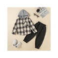 thumbnail image 2 of Seyurigaoka Baby Boys Girls Fashion Trouser Suit Long-sleeved Plaid Button Hooded Tops Trousers, 2 of 8