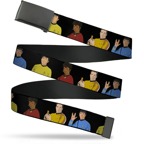 Adjustable Belt, Clamp Buckle, Cut-to-Fit, Star Trek Original Series Four Crew Member Group Black