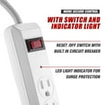 Hyper Tough 4 Outlet 10 ft Braid Cord White Color Surge Protector