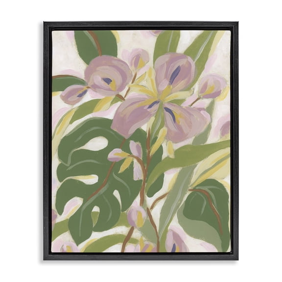 Stupell Industries Bohemian Monstera & Pink Flower Black Floating Frame Canvas Art, 17 x 21, by June Erica Vess