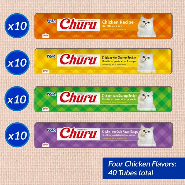 CHURUMI 10個セット INABA Churu Cat Treats, Lickable, Squeezable Creamy Purée Cat