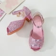 thumbnail image 6 of Wuxian Kid Girls Sandals Open Toe Bridesmaids Mary Jane Wedding Party Shoes Glitter Princess Heels Comfortable Footwear,Pink,4.5-5 Years, 6 of 8