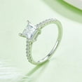 thumbnail image 4 of 1Carat Princess Cut Moissanite Engagement Ring - Diamond Pave Halo Ring- Handmade Ring - 18k White Gold Over Silver, 4 of 5