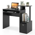 thumbnail image 1 of Costway Home Office Computer Desk Space-saving Study Writing Desk with Keyboard Tray Black, 1 of 9