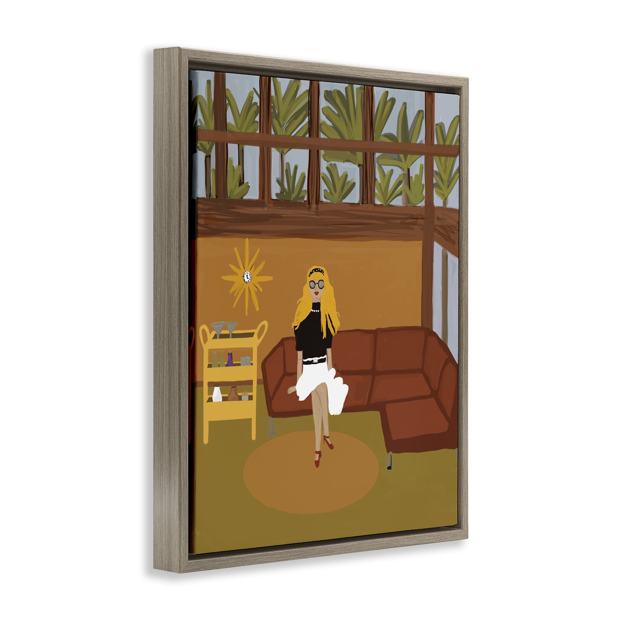 Stupell Industries Living The Girl Life Brown Framed Floater Canvas Wall Art, design by Kristal Clifford