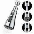 thumbnail image 1 of 3-Mode Kitchen Faucet Sprayer - 360 Degree Nozzle for Kitchen Faucet, Faucet Head, Sink Mixer, Kitchen Faucet Extension (Silver), 1 of 5