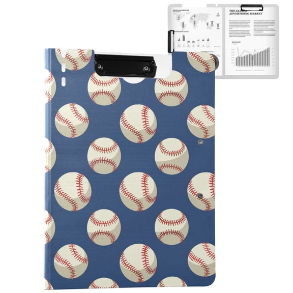 ALAZA Baseball Blue A4 Foldable Clipboard 360 Degree Folder Binder