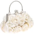 thumbnail image 2 of Women Flower Clutch Purse Rose Satin Evening Handbag Small Purse with Detachable Chain Strap for Wedding Party, 2 of 7