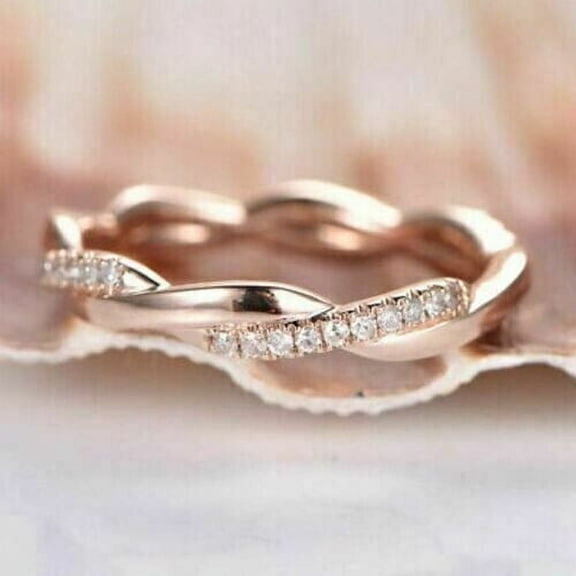 1Ct Round Lab-Created Diamond Swirl Wedding Ring 14k Rose Gold Plated Sterling Silver
