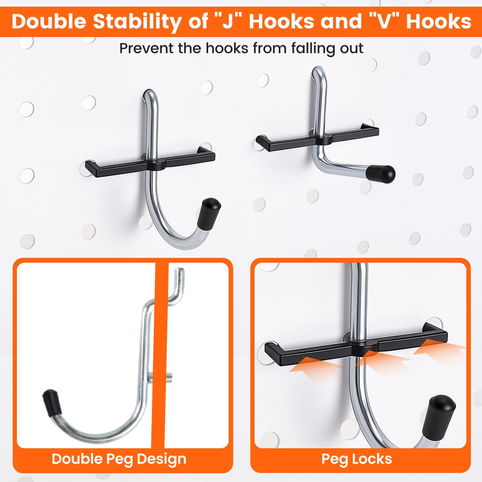 Pegboard Hooks Kit,ENJOYWOOD 155PCS/SET Peg Board Accessories Organizer Kit with Various  Hooks,Bins,Baskets,Fit 1/8 or 1/4 inch Pegboard for Garage Workshop Wall Hanging Tools