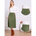 thumbnail image 2 of DARING DIVA Women's Casual A Line Faux Suede Midi Skirts Large Dark Green, 2 of 5