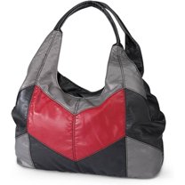 Colorblock Shoulder Bag, Hobo Purse, 3 Zippered Compartments, Lined Interior