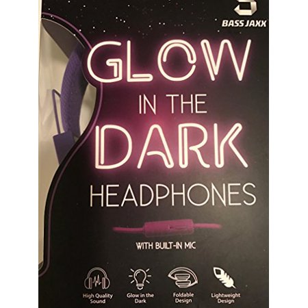 Bass Jaxx Glow in The Dark Headphones w Built in Mic Purple