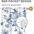 thumbnail image 4 of Blue Floral Curtains, Boho Vintage Flower Leaf Chinoiserie Retro Spring Oriental Asian Style Aesthetic Window Curtains for Living Room Bedroom Kitchen Bathroom 2 Panels, 42"x54" Inch, 4 of 5