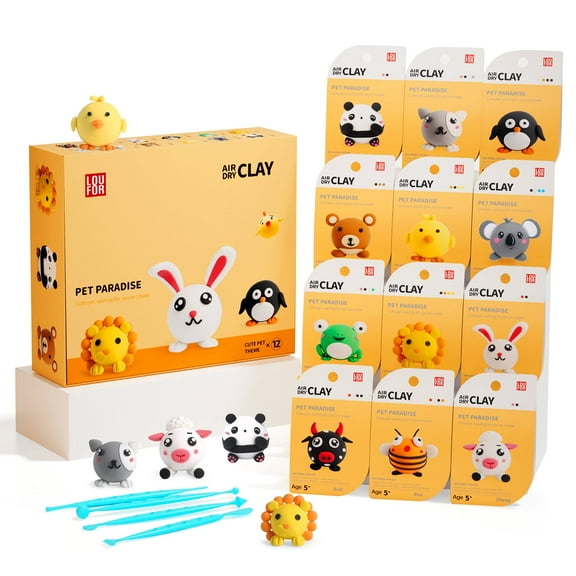 Air Dry Clay Kits - Modeling Clay for Kids, Ultra Light & Soft, Safe & Non-Toxic, DIY Air Dry Clay Kit with Sculpting Tools and Tutorials, Creatible Art Crafts Toys Gifts for Boys Girls