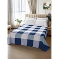 thumbnail image 2 of Navy Blue Plaid Full Size Flat Sheet, Wrinkleproof & Fadeproof Cooling Flat Bed Sheet Only, Spring Farmhouse Buffalo Checkered Breathable Soft Bedding Top Sheets 81 x 96 Inches, 2 of 8
