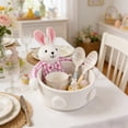 thumbnail image 4 of Easter Bunny Basket Woven Candy Bowl, Fabric Rope Storage Basket for Eggs Chocolate Cookies, Cute Rabbit Decorative Gift Container, Holiday Party Centerpiece Bowl for Treats Desserts Display, 4 of 6