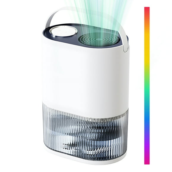2-in-1 Dehumidifier and Air for Home with Colorful Light 70oz Portable Dehumidifier with Auto Shut Off Sleep Mode Crawl Space Dehumidifier for 200 sq.ft Basement Bedroom Bathroom Closet