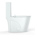thumbnail image 3 of Elongated Toilet for Bathrooms, One-Piece Toilet with Soft Close Seat, Powerful & Quiet Left Side/ Dual Flush Trip Lever Flush , Ceramic Crisp White, 3 of 8
