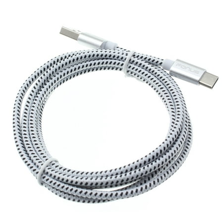 6ft Long White Braided Type-C Cable Rapid Charger Sync USB Wire A6W for Google Pixel XL 3a XL 3 XL 2 XL Slate 12.3 - HTC Bolt, U11, 10, Life - Huawei P9 P10 P30 Pro, Google Nexus 6P, Mate