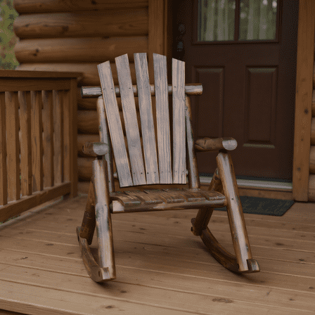 GVN Outdoor Rocker Chair, Rocking Chair,Outdoor Adirondack Rocking Chair for Adults Solid Wood Porch Rocker-Brown
