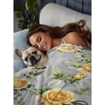 thumbnail image 3 of Yellow Rose Twim Size Flat Sheet, Wrinkleproof & Fadeproof Cooling Flat Bed Sheet Only, Vintage Country Botanical Floral Vines Breathable Soft Bedding Top Sheets 66 x 96 Inches, 3 of 8