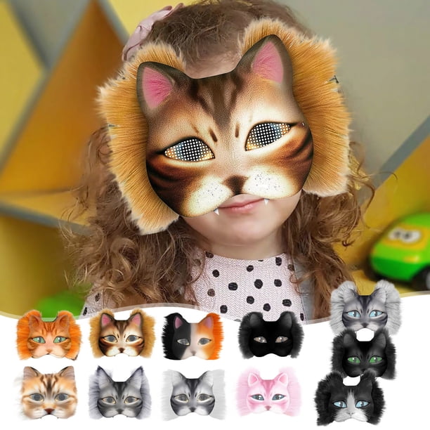 Kit para Hacer Máscaras de Gatos | Máscara de Gato En Blanco con Tela Sintética y Malla de Plástico | Ideal para Halloween y Decoraciones Navideñas | Incluye Todo Lo Necesario | Apto para Niños y Adu