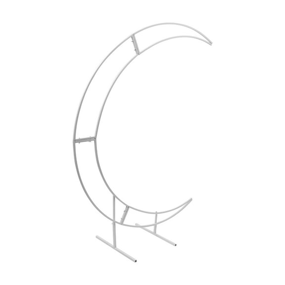 Dwellnix White 7ft Metal Crescent Moon Weddings Arch Stand Curved Flowers Balloon Frame