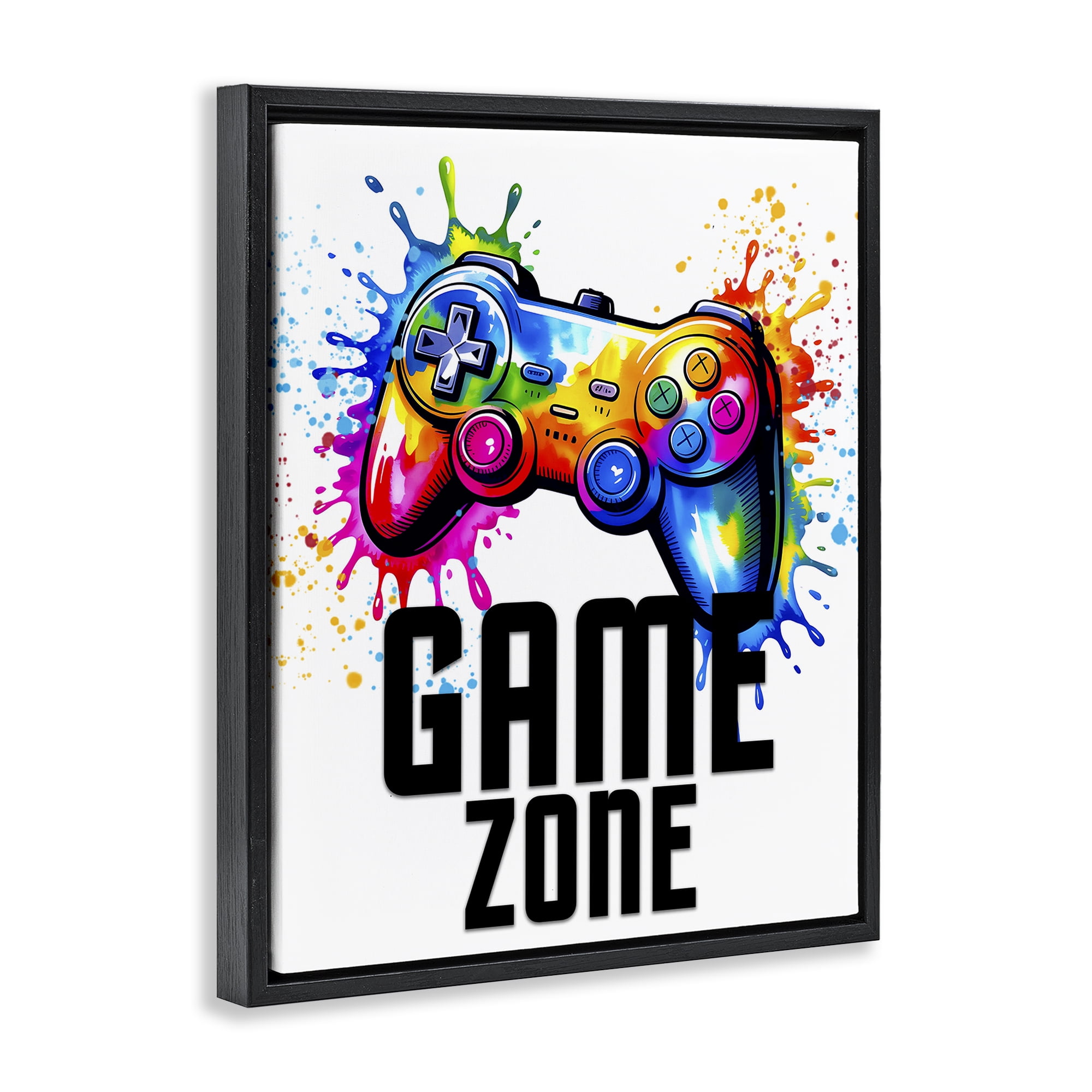 Stupell Industries Game Zone Splash Black Framed Floater Canvas Wall Art, design by Kim Allen