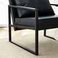 thumbnail image 5 of PAPROOS Mid-Century Modern Accent Chair, PU Leather Arm Chair with Metal Frame, Upholstered Armchair Comfort Reading Chair Lounge Chair for Living Room Bedroom Sunroom, Black, 5 of 10