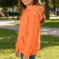thumbnail image 4 of Miluxas Kids Solid Pullover Hoodie for Girls Boys, Hood Sweatshirt with Front Kangaroo Pocket, Soft Long Sleeve Basic Top Orange 3-4 Years, 4 of 6