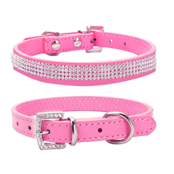 Bling Rhinestone Crystal Dog Collar, Hot Pink Bling Pet Accessories for Dogs, Cute Dog Walking Accessories 1 Pack