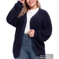 thumbnail image 3 of QUALFORT 100% Cotton Cardigan Sweaters for Women, V Neck Button Down Chunky Knit Cozy Relaxed Fit Sweater Cardigan, Navy XL, 3 of 9
