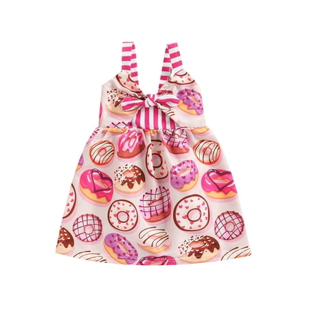 

Bagilaanoe Toddler Baby Girl Summer Dress Stripe Print Sleeveless A-line Dresses 6M 12M 18M 24M 3T 4T Kids Backless Swing Sundress