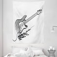 thumbnail image 1 of Guitar Tapestry, Hand Drawn Style Electric Guitar on White Backdrop Rock Music Accords Sketch Art, Wall Hanging for Bedroom Living Room Dorm Decor, 60W X 80L Inches, Black White, by Ambesonne, 1 of 2