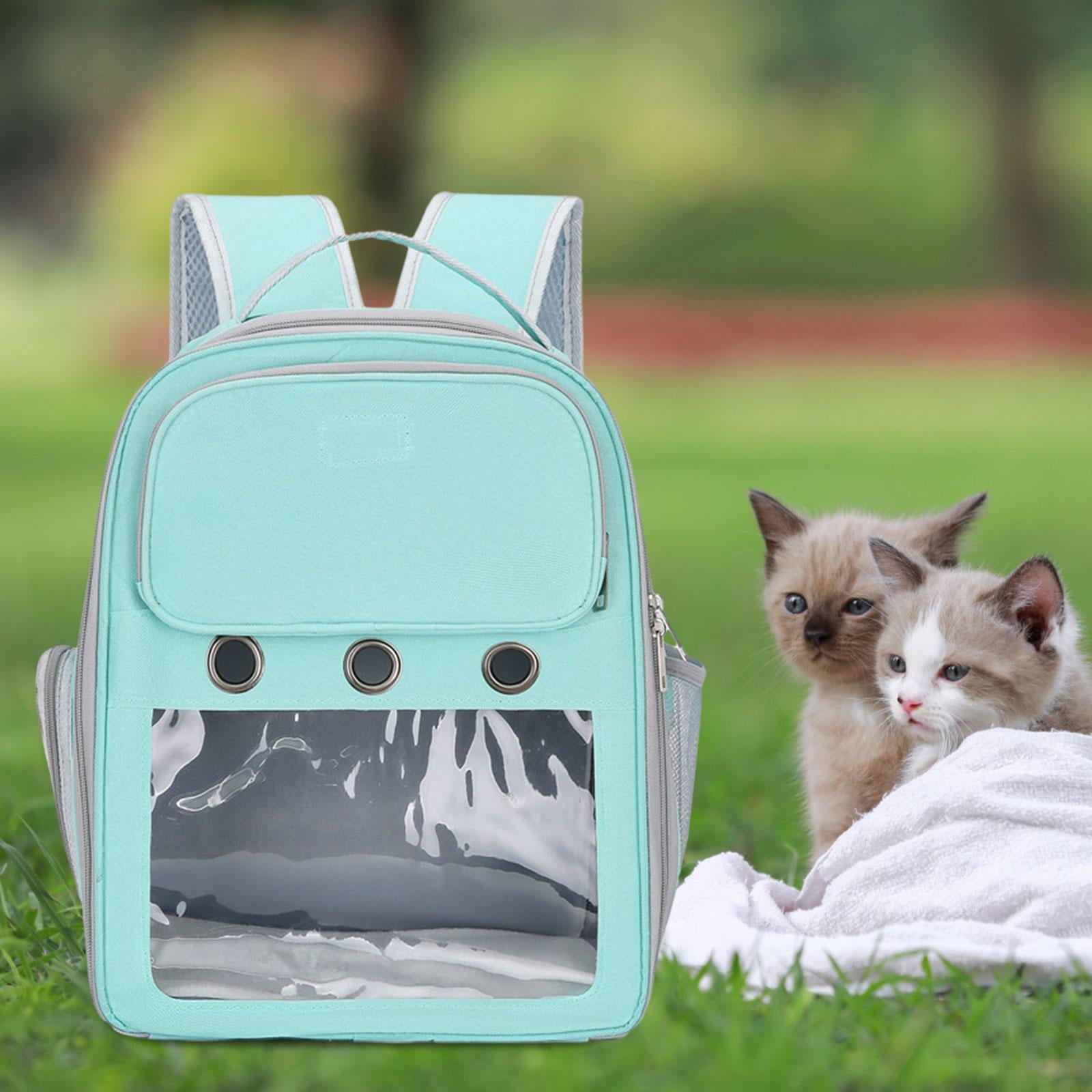 Cat Backpack Carrier Pet Hiking Backpack for Small Medium Dogs Cats Oxford Cloth Clear Window Carrying Bag for Camping