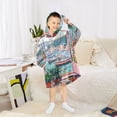 thumbnail image 6 of FORMRS Wearable Blanket Hoodie with Sleeves for Kids Cozy Flannel Sweatshirt, Pink Door, 6 of 7