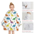 thumbnail image 6 of White Plant Dinosaurs Pattern Blanket Hoodies for Kids 6-13YR Oversize Wearable Blanket Hoodies for Boys Girls Teens, 6 of 7