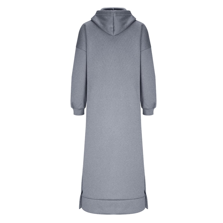 maxi fleece dress Felirenzacia Women's Plus Size Fleece Maxi Hoodie Dress with Huge Deep  Kangaroo Pocket Long Tunic Dress for Big and Tall Women Gray,3XL
