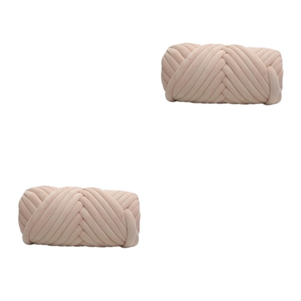 Wosthever Manta Extra gruesa de punto grueso, voluminosa, inodoro para cojines DIY, soporte de tejido para proyectos, manta Beige Beige 500g 2Conjunto