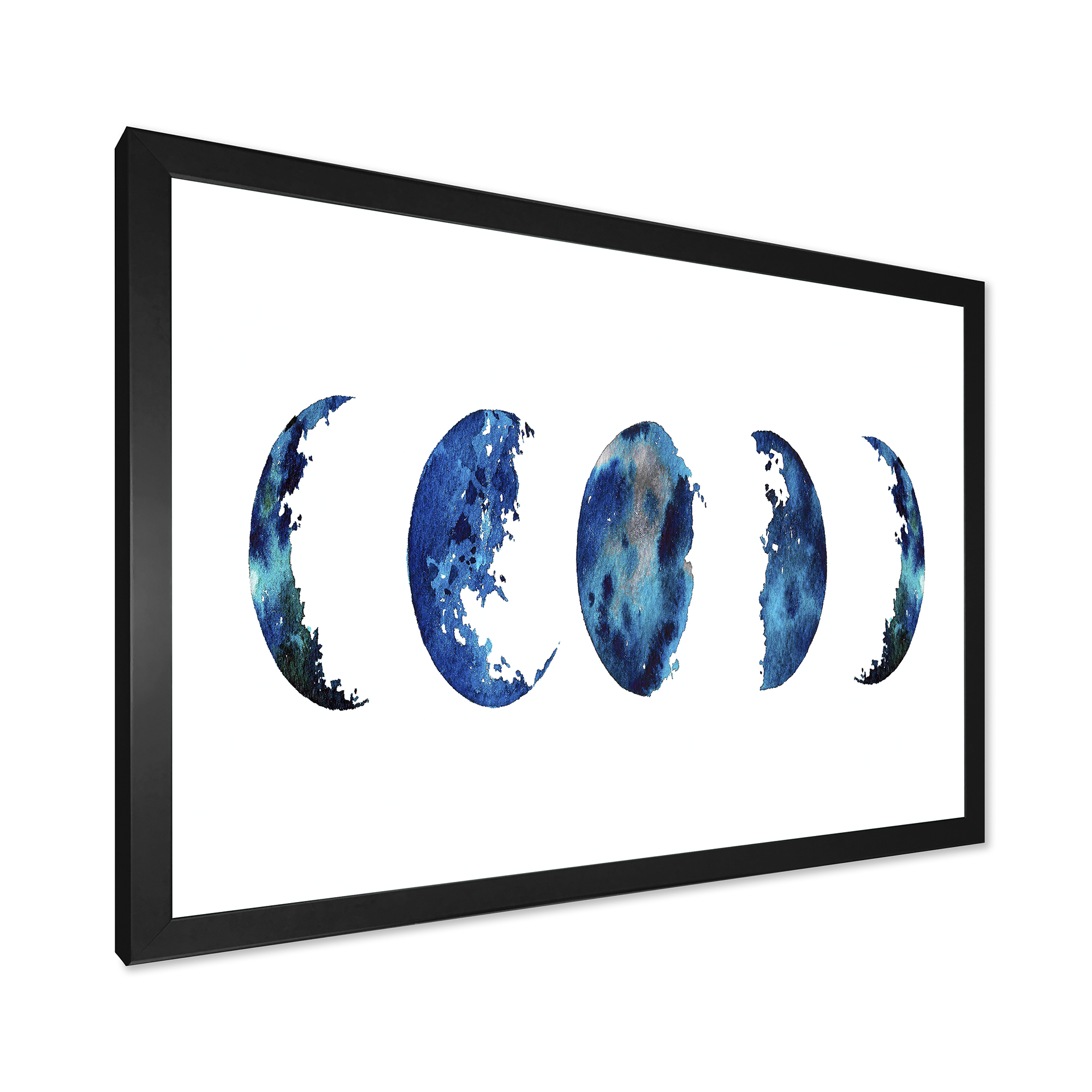 Designart 'Blue Moon Different Phases' Bohemian & Eclectic Framed Art Print