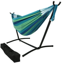 Sunnydaze 2-Person Cotton Brazilian Hammock with Stand, 400 lb Capacity - Beach Oasis
