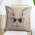 thumbnail image 7 of Rustic Pillow Cover Happy Easter Cushion Pillow Cover Cute Bunny with Leopard-print Glasses Decorative Pillowcases for Bed for Sofa Couch 18"x18", 7 of 7