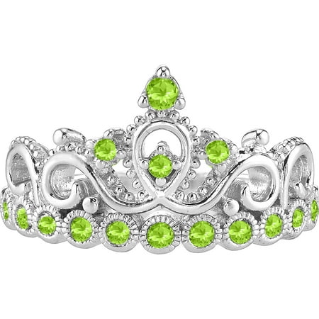 14k White Old Rosary Ring - 14K White Gold Peridot Crown Ring (August) (7)