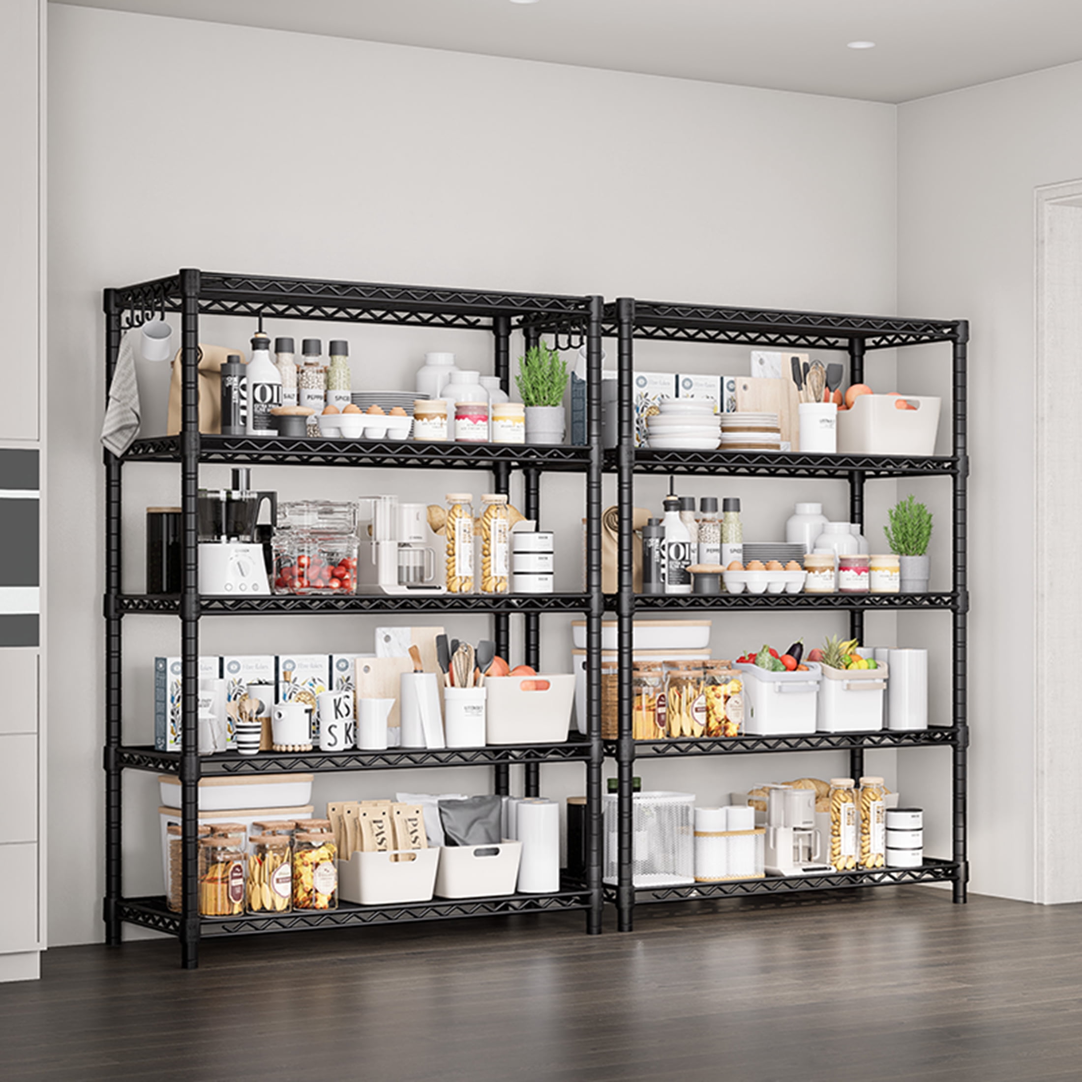 Prilinex 5 Tier Wire Shelving Unit-Metal Storage Shelves, Adjustable Wire Rack, Garage Shelving Unit for Restaurant Pantry Kitchen Garage, 35.5" W x 14" D x 72" H, Black