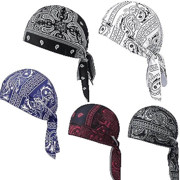 TUWAFE 5 Pack Cooling Headscarf Set,Adjustable Strap Bandana Beanie,Breathable Elastic Helmet Liner Head Wrap for Men Motorcycle Outdoor Activities Breathable Elastic Helmet Liner
