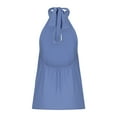 thumbnail image 6 of Njoeus Women's Tie Mock Neck Sleeveless Tank Tops Halters Backless Casual Work Business Shirts Basic Tees Summer Tunic Dressy Blouses, 6 of 7
