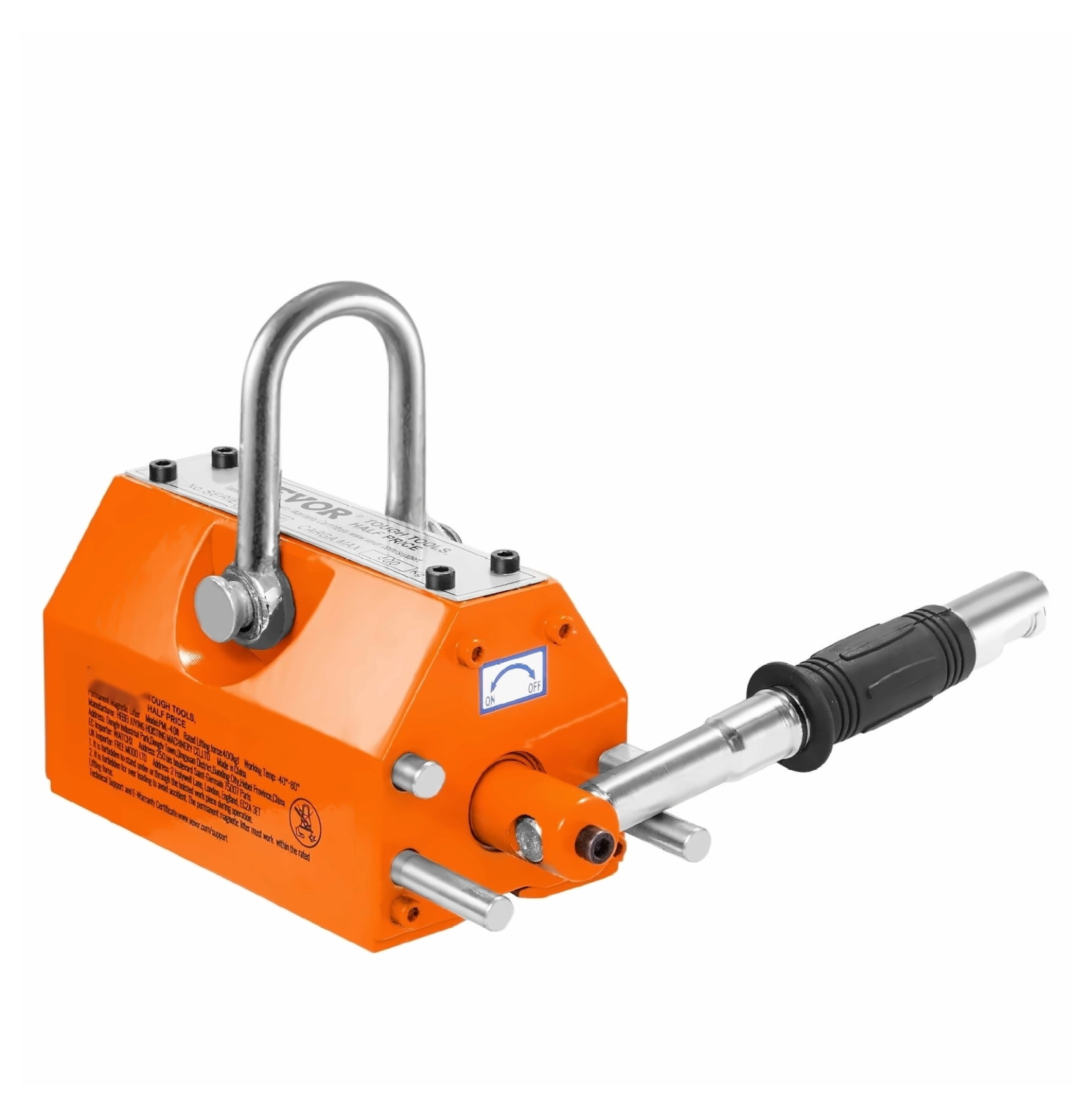Magnetic Lifter 660 lbs Capacity - Heavy Duty Neodymium Lifting Magnet - Steel Plate & Round Bar Handler - Shop Crane & Hoist - 2.5 Safety Factor