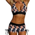thumbnail image 2 of Mifsaly Womens Bathing Suits Tankinis Halter Neck Floral Print 2 Piece Athletic Swimsuits with Adjustable Side Tie Swim Shorts Surfing Pool Beach Party Swimwear M, 2 of 9